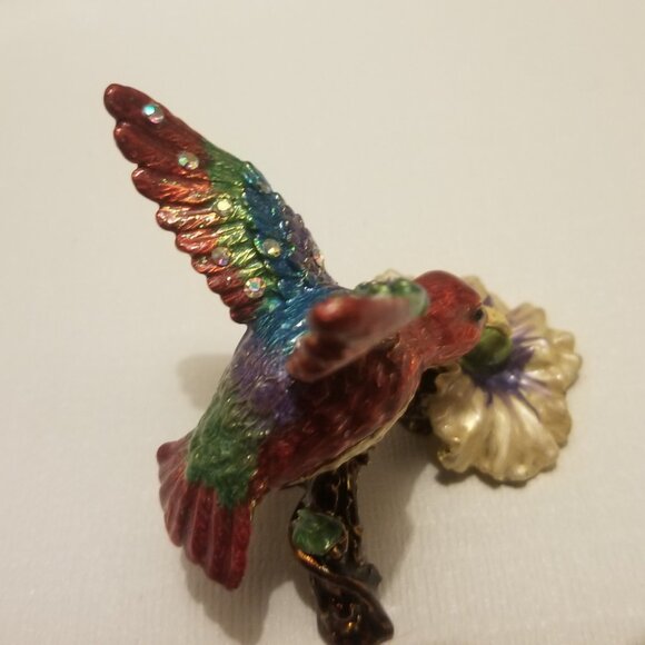 Swarovski-style bejeweled hummingbird-shaped trinket box - Picture 13 of 13